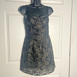 American Eagle Dress Women 0 Black Lace Lined Whimsigoth Corset LBD Fairy Grunge